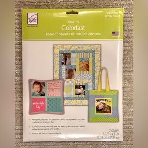 Package of 25 June Tailor Colorfast Sew In Inkjet Fabric Sheets-- 8-1/2" Sheets